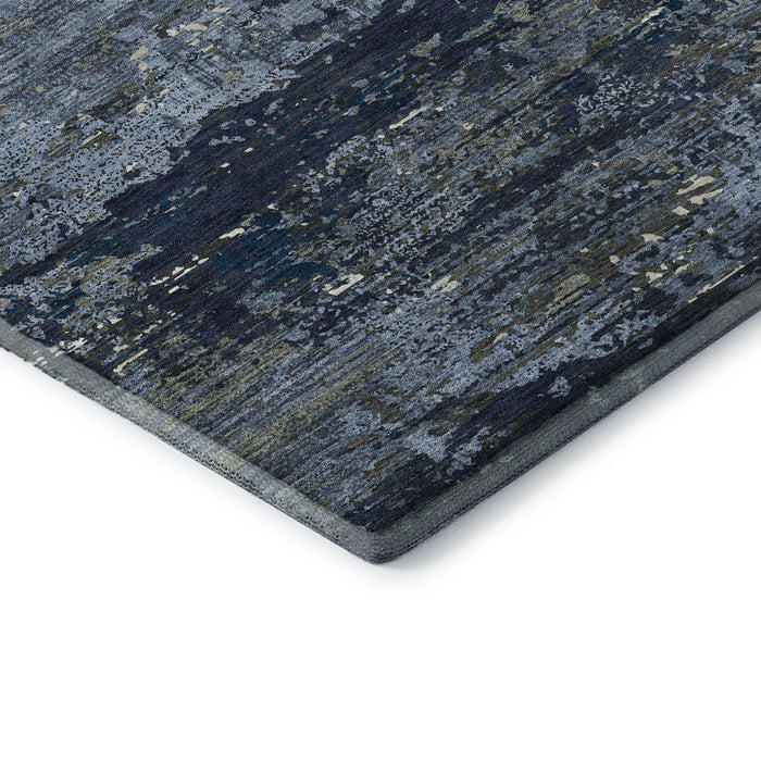 10' X 14' Abstract Washable Area Rug With UV Protection (693426) - Blue / Ivory / Gray
