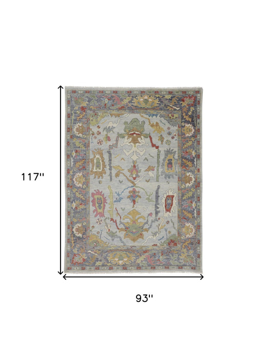 8' X 10' Wool Oriental Hand Knotted Area Rug With Fringe - Gray And Gold