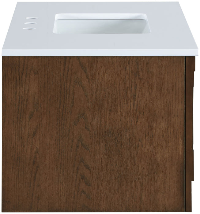 Leonardo - Engineered Stone And Solid Wood 24" Wall Mounted Bathroom Vanity