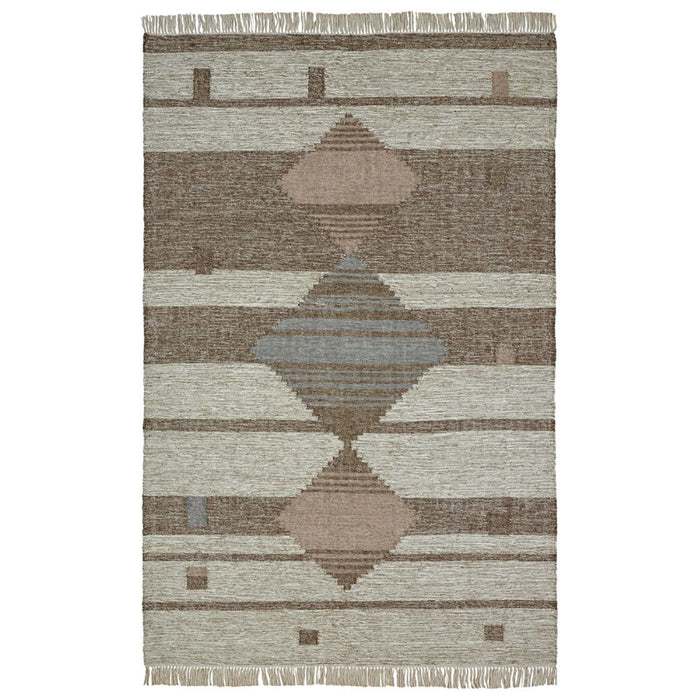 8' x 10' Geometric Flatweave Handmade Stain Resistant Area Rug With Fringe - Gray