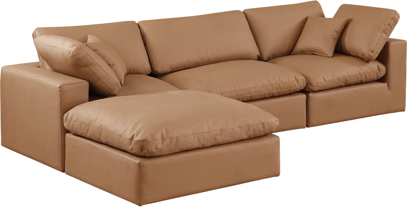 Comfy - 4 Piece Faux Leather Modular Sectional With Chaise