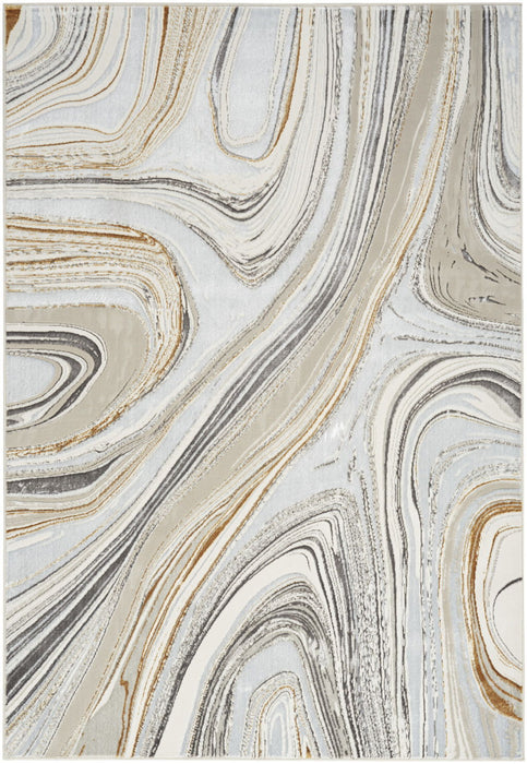 5' X 7' Abstract Non Skid Area Rug (550229) - Gold / Gray / Ivory