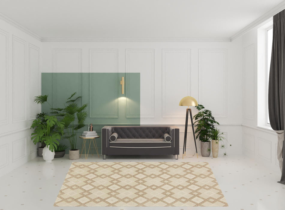 8' x 11' Wool Geometric Hand Tufted Contemporary Area Rug - Ivory