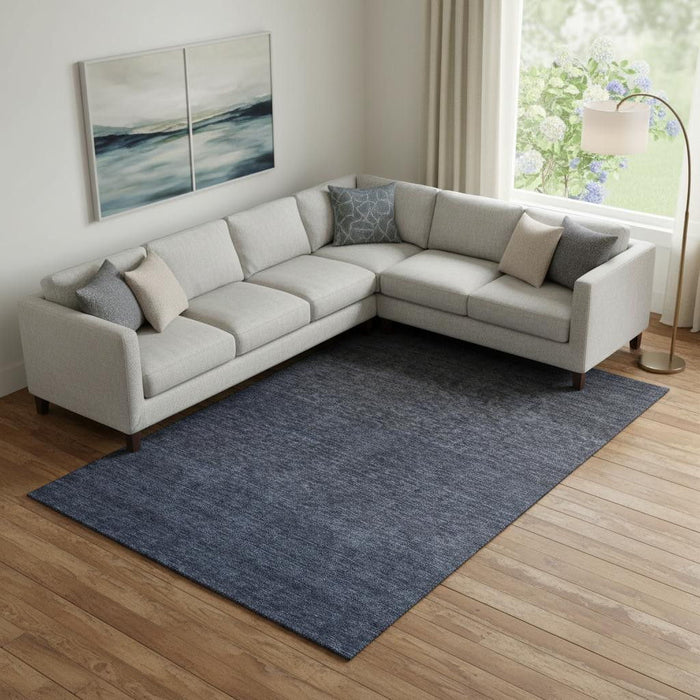 10' X 14' Ombre Washable Area Rug With UV Protection (667330) - Navy Blue / Charcoal
