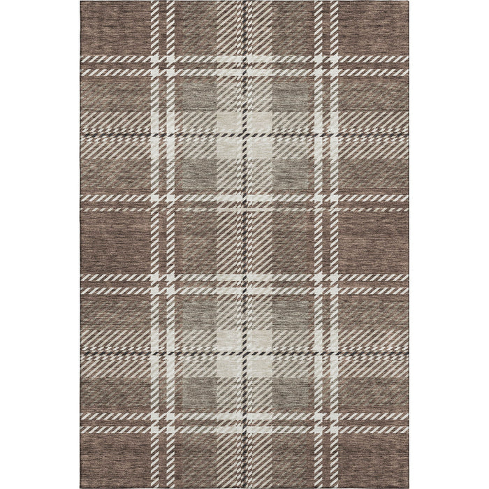 10' X 14' Plaid Washable Area Rug With UV Protection (674299) - Brown / Ivory / Taupe