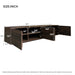 Giga dark brown TV stand for TVs up to 85 inches with adjustable shelves, cable management, push openers, and soft closing hinges.