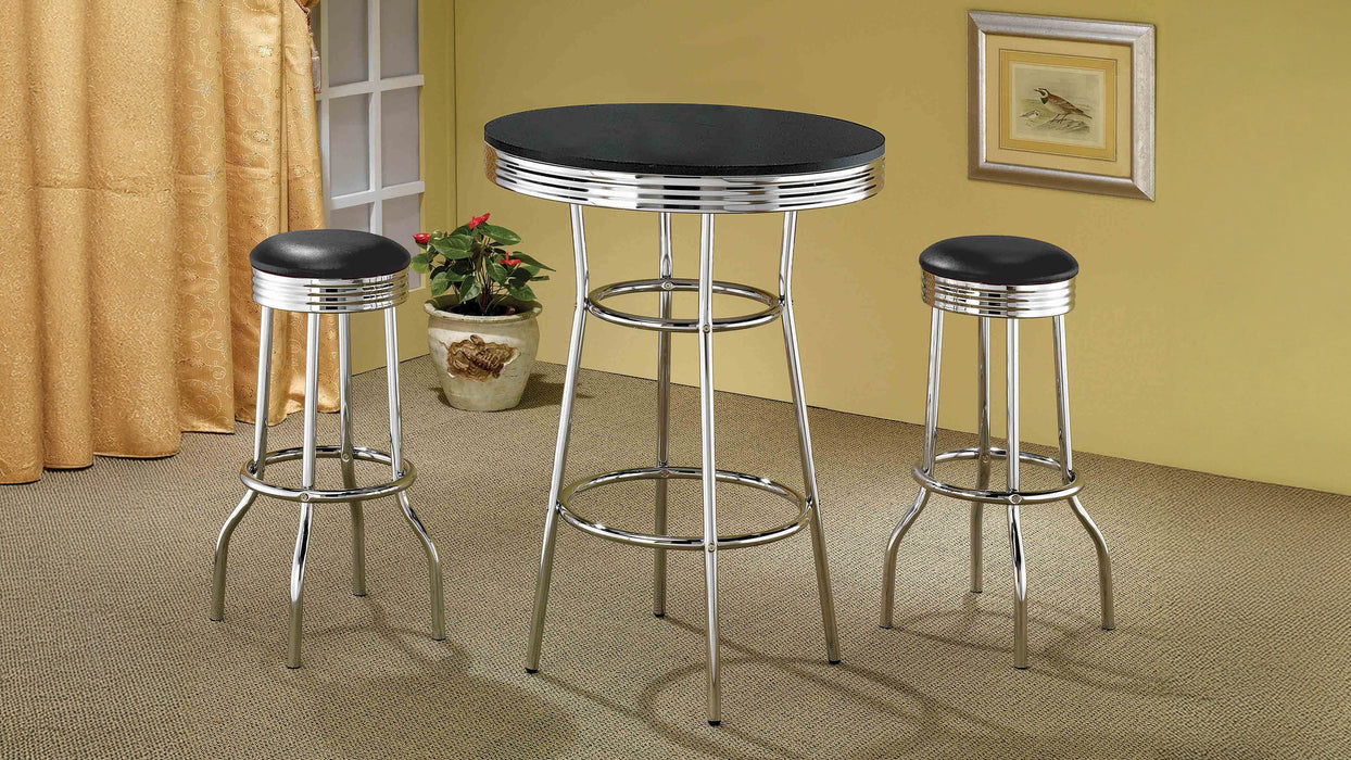 Retro 3-piece Round 1950s Bistro Pub Bar Table Set Black