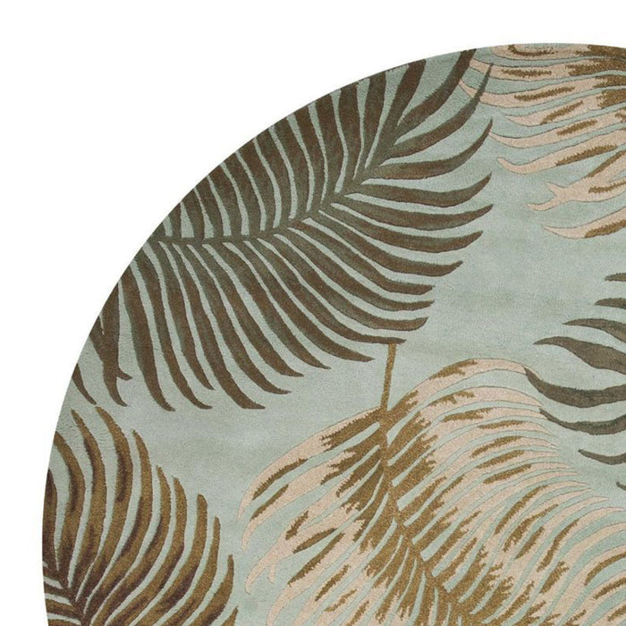 7' Round Wool Area Rug - Aqua