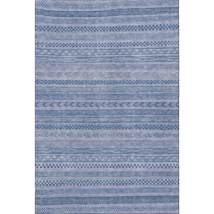 10' X 14' Striped Washable Area Rug With UV Protection (695186) - Denim Blue / Gray
