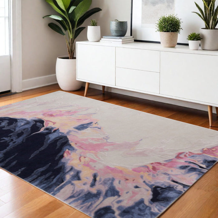 4' X 6' Abstract Hand Tufted Area Rug - Pink