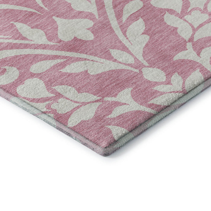 10' X 14' Floral Washable Area Rug With UV Protection (669642) - Pink / Ivory