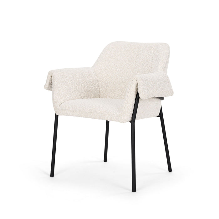 Boucle Metal Dining Arm Chair - Cream