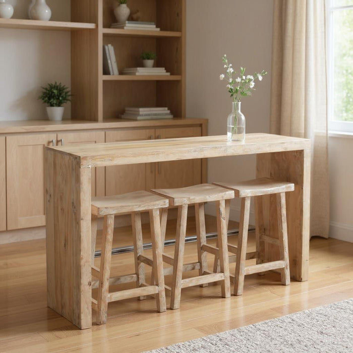 Solid Wood Rectangular Bar Table - Antiqued White