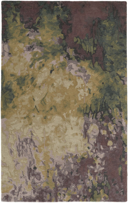 10' x 14' Wool Abstract Tufted Handmade Stain Resistant Area Rug - Gold Purple And Green