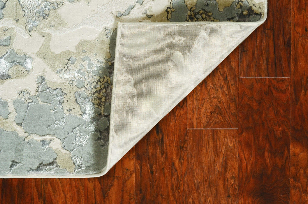 8' x 11' Machine Woven Abstract Watercolor Indoor Area Rug - Sand Gray
