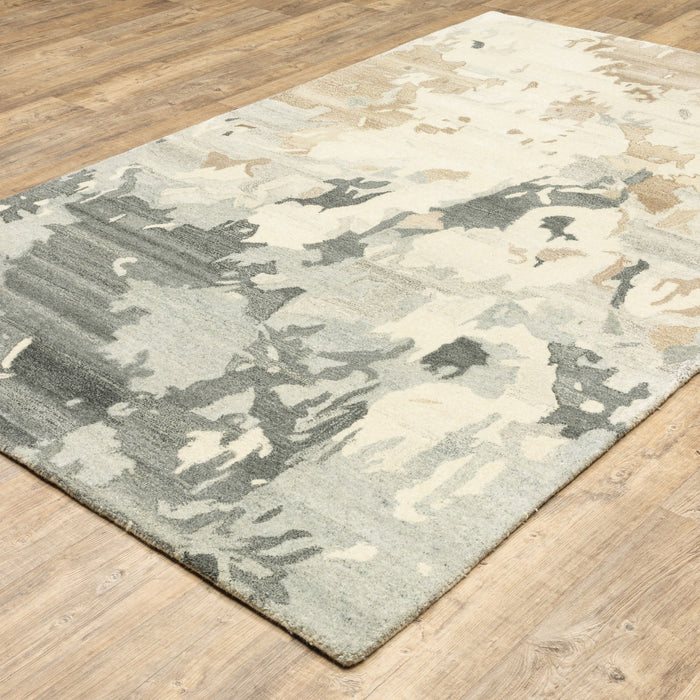 10' X 13' Wool Abstract Hand Tufted Area Rug - Beige
