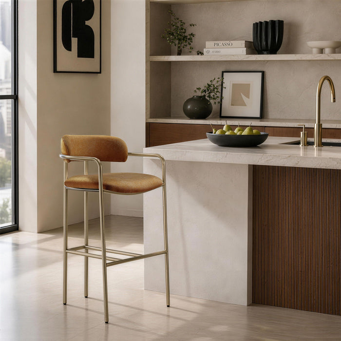Manhattan Serene - Metal Upholstered Barstool