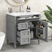 Giga bathroom vanity with top sink, storage cabinet, two drawers, and tip-out drawer, modern white bathroom furniture.
