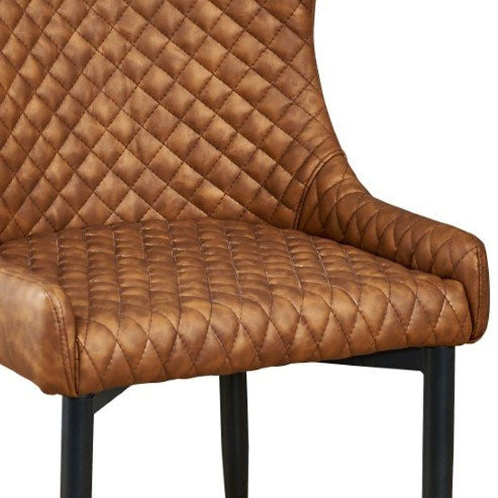 Tufted Upholstered Faux Leather Dining Side Chairs (Set of 4) - Orange / Black
