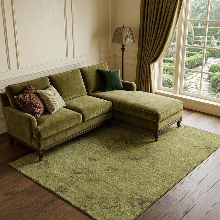 10' X 14' Medallion Washable Area Rug With UV Protection (684630) - Olive Green / Gray