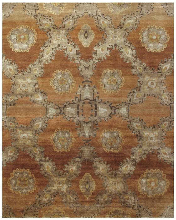5' X 8' Wool Hand Knotted Area Rug (744136) - Tan / Brown / Orange