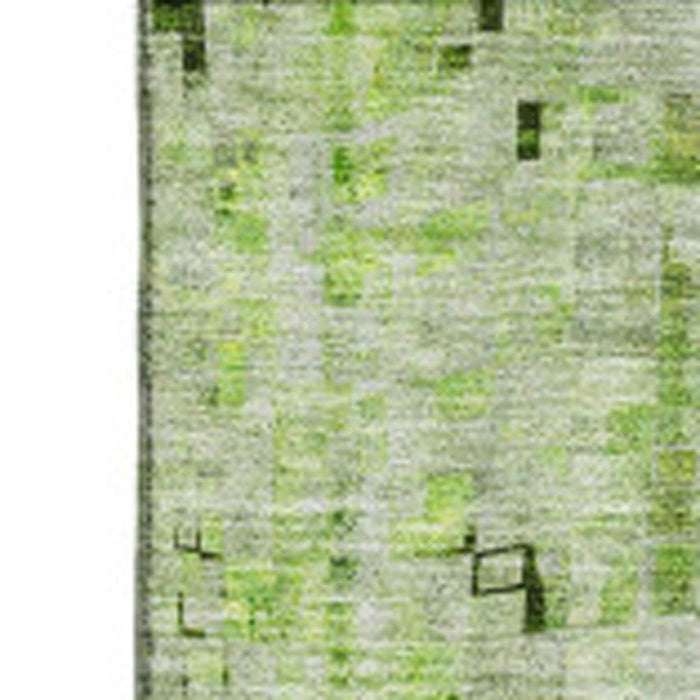 9' X 12' Abstract Washable Area Rug With UV Protection (650253) - Green / Gray