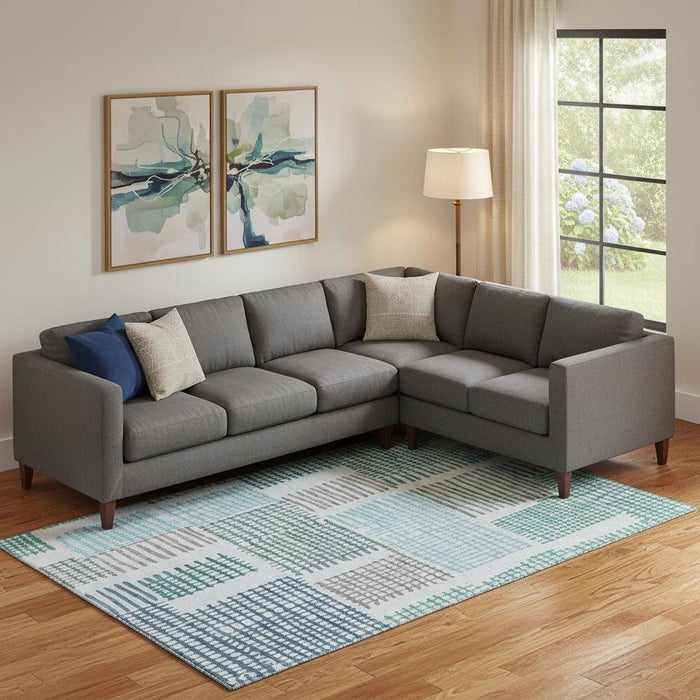10' X 14' Geometric Washable Area Rug With UV Protection (709848) - Aqua / Teal / Ivory