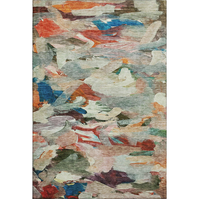 10' X 14' Abstract Washable Area Rug With UV Protection (683698) - Green / Orange / Teal