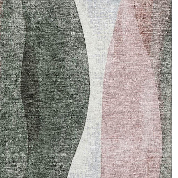 10' X 14' Abstract Washable Area Rug With UV Protection (710280) - Salmon / Blue / Mauve
