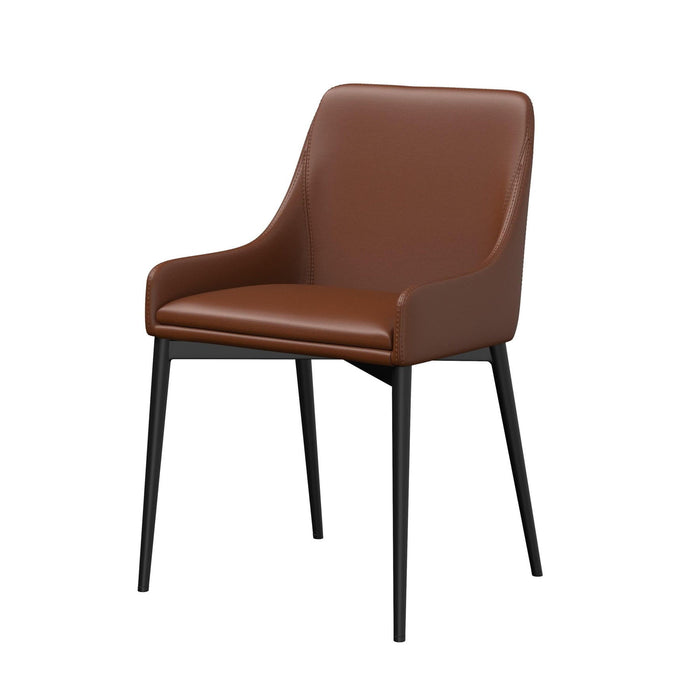Upholstered Faux Leather Dining Side Chairs (Set of 2) - Chestnut / Black