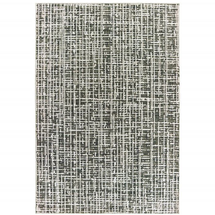 10' x 13' Abstract Power Loom Stain Resistant Area Rug - Gray And Ivory