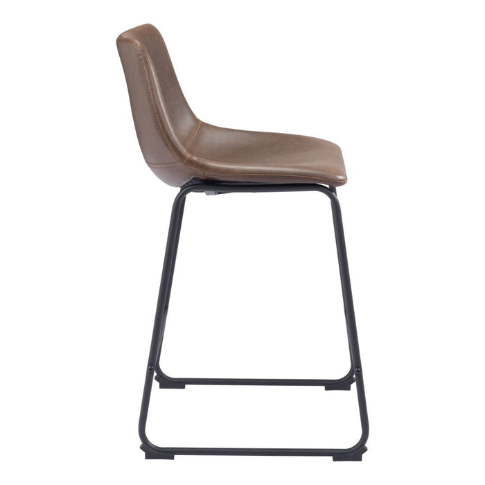 24" Faux Leather And Steel Counter Height Bar Chairs (Set of 2) - Espresso / Black