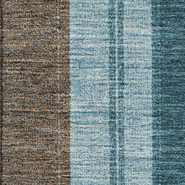 10' X 14' Striped Washable Area Rug With UV Protection (709282) - Teal / Brown