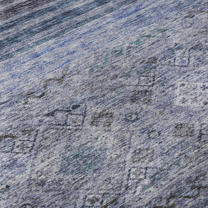 10' X 14' Abstract Geometric Washable Area Rug With UV Protection (688510) - Blue / Charcoal / Gray
