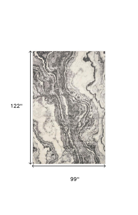 8' x 10' Machine Woven Abstract Marble Indoor Area Rug - Ivory Gray