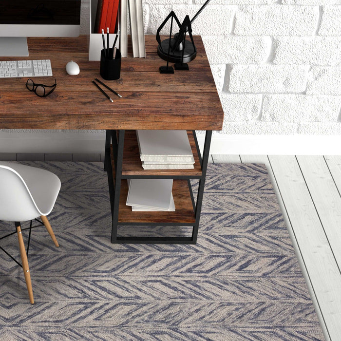8' x 10' Hand Tufted Herringbone Indoor Area Rug - Blue