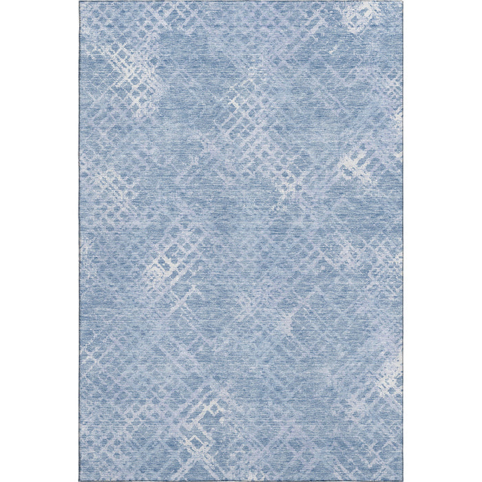 10' X 14' Abstract Geometric Washable Area Rug With UV Protection - Sky Blue And Ivory