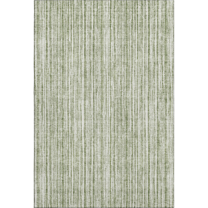 10' X 14' Striped Washable Area Rug With UV Protection - Green And Ivory