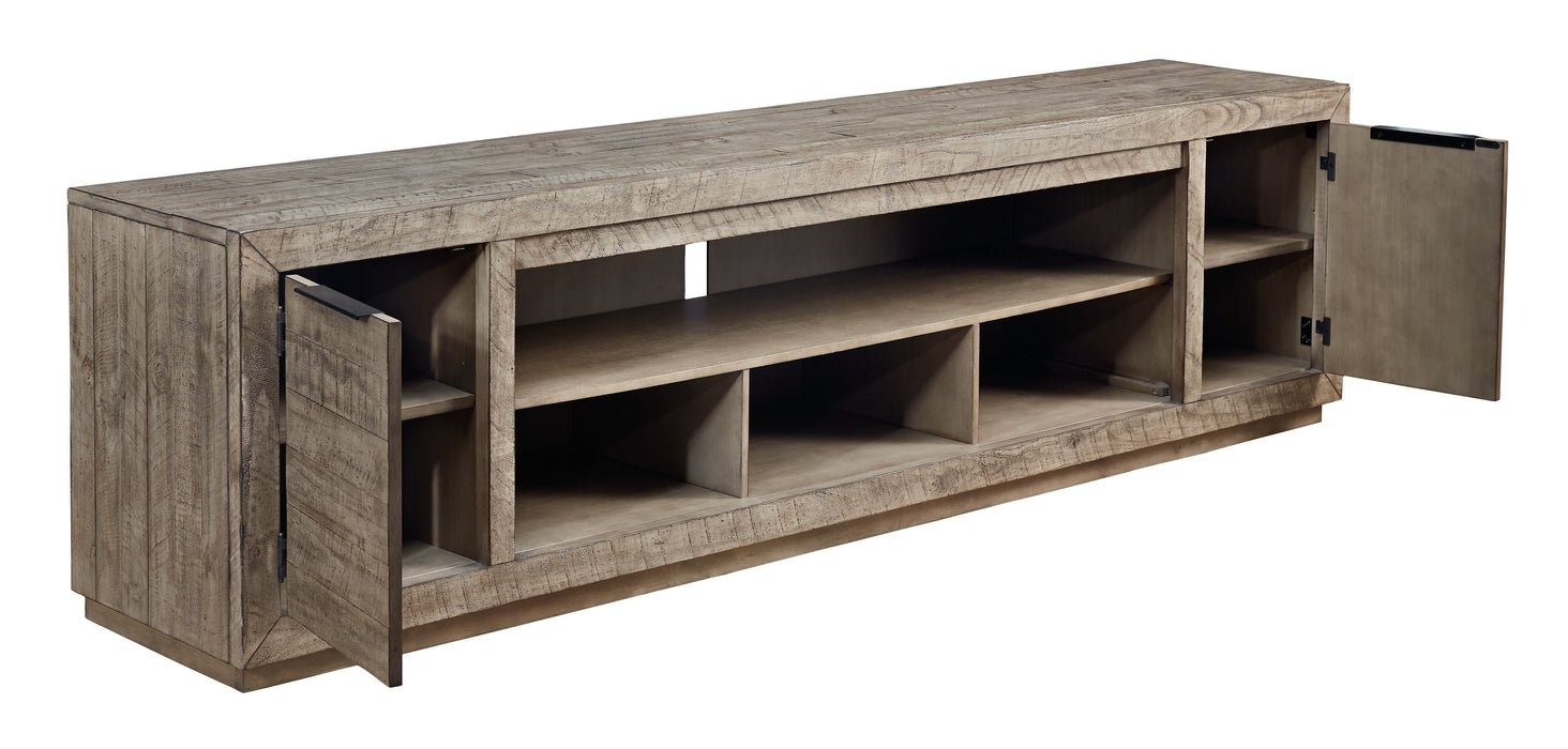 Krystanza - XL TV Stand w/Fireplace Option - Weathered Gray