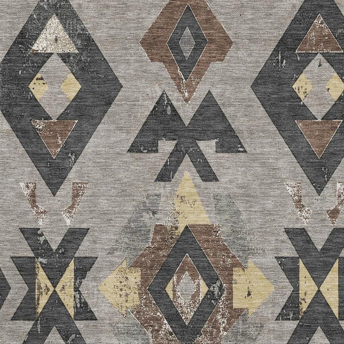 10' X 14' Southwestern Washable Area Rug With UV Protection (706775) - Taupe / Charcoal