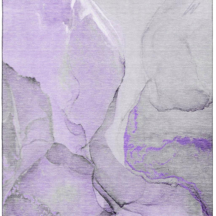 10' X 14' Abstract Washable Area Rug With UV Protection (646840) - Purple / Gray / Ivory