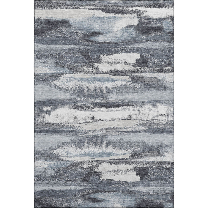 10' X 14' Abstract Washable Area Rug With UV Protection (675012) - Gray / Ivory