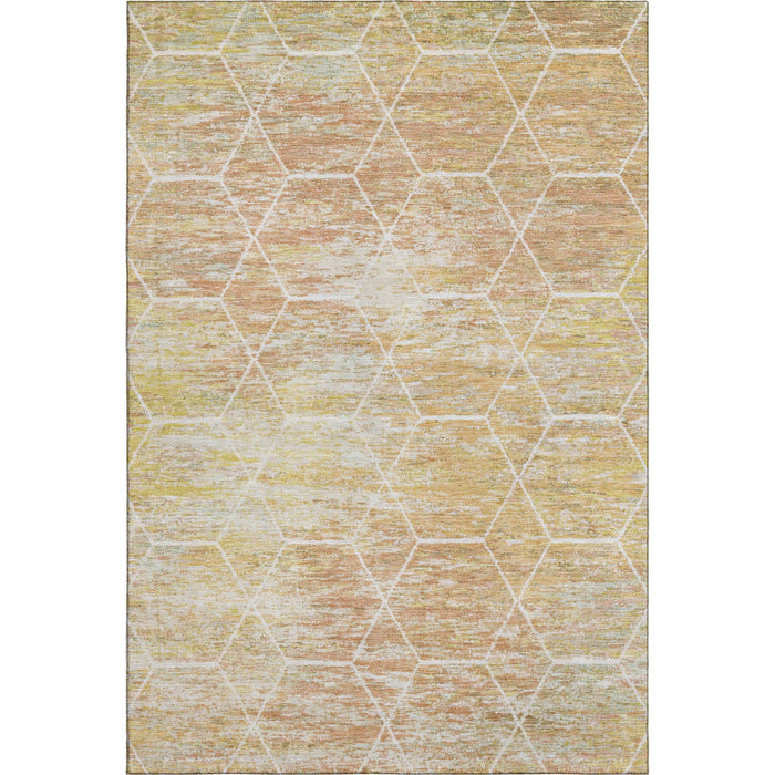 10' X 14' Geometric Washable Area Rug With UV Protection (699220) - Salmon / Ivory / Wheat