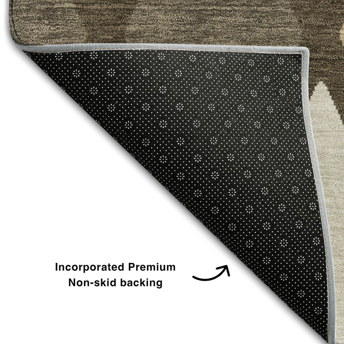 10' X 14' Geometric Washable Area Rug With UV Protection (670465) - Brown / Beige / Gold