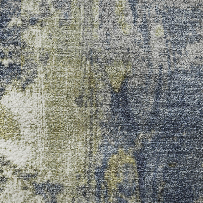 10' X 14' Abstract Washable Area Rug With UV Protection (706355) - Khaki / Blue