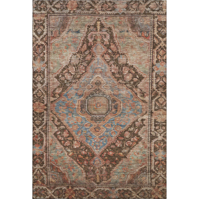 10' X 14' Oriental Washable Area Rug With UV Protection (700523) - Chocolate / Blue