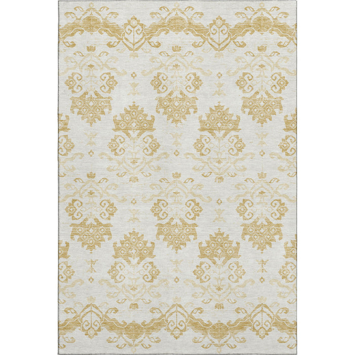 8' X 10' Medallion Washable Area Rug With UV Protection - Gold And Beige