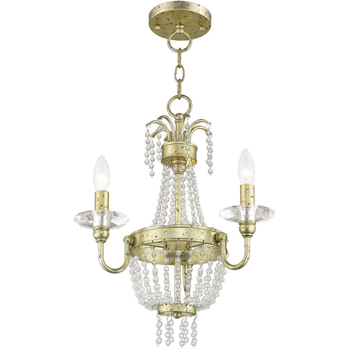 19" Three Light Metal Dimmable Chandelier With Shades - Gold / Clear