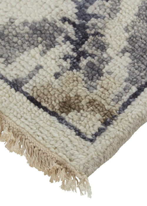 12' x 15' Wool Floral Hand Knotted Stain Resistant Area Rug - Ivory Gray And Taupe