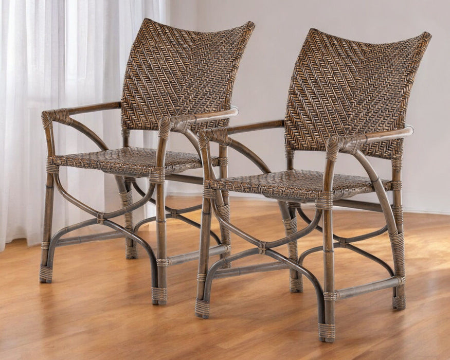 Open Back Dining Arm Chairs (Set of 2) - Brown